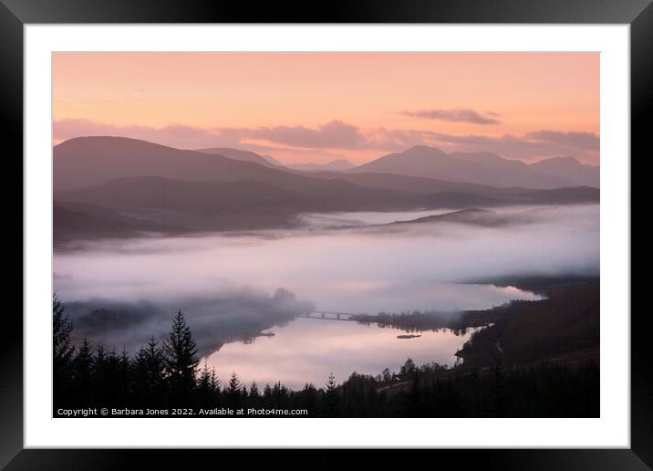 Loch Garry at Sunrise Scottish Highlands Framed Mounted Print by Barbara Jones