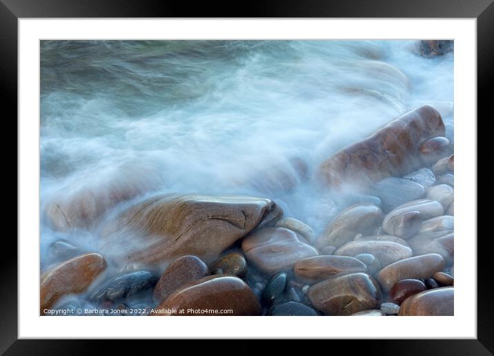 The Seashore. Cove Bay Moray Coast Scotland. Framed Mounted Print by Barbara Jones