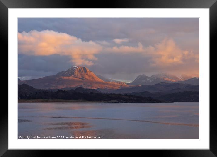 Gairloch, Sunset over Torridon Scotland Framed Mounted Print by Barbara Jones
