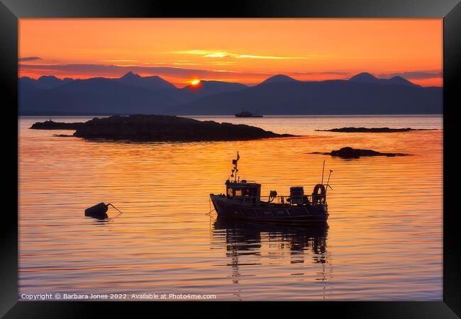 Isle of Skye Sunset, across Loch Alsh Scotland. Framed Print by Barbara Jones