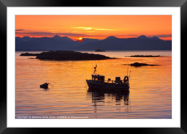 Isle of Skye Sunset, across Loch Alsh Scotland. Framed Mounted Print by Barbara Jones