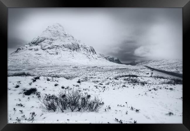 Glencoe in Winter Buachaille Etive Beag  Scotland Framed Print by Barbara Jones