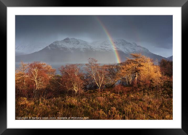 Glen Torridon, Liathach, Another Rainbow, Scotland Framed Mounted Print by Barbara Jones