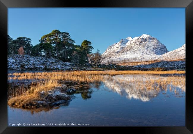 Loch Clair  Liathach, Winter Reflection,  Torridon Framed Print by Barbara Jones