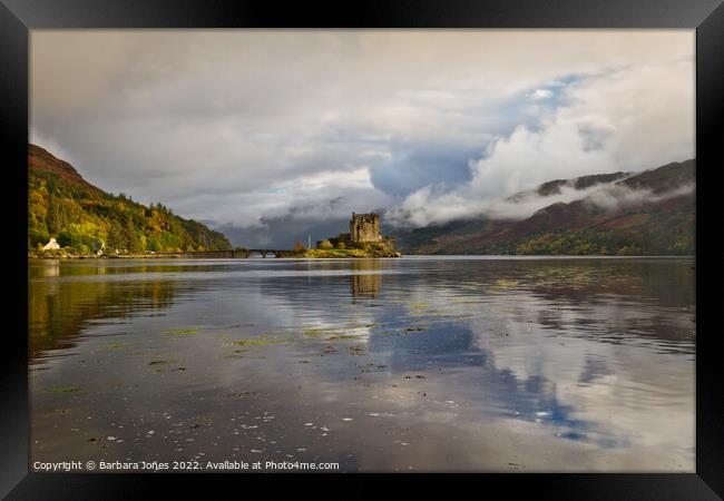 Loch Duich, Eilean Donan Castle and Mist, Scotland Framed Print by Barbara Jones