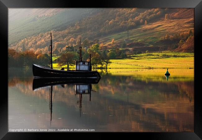 Loch Lochy Reflections The Great Glen Scotland. Framed Print by Barbara Jones