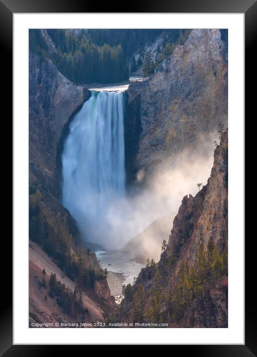 Lower Falls Grand Canyon of Yellowstone USA. Framed Mounted Print by Barbara Jones