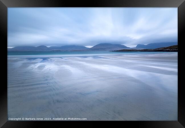 Luskentyre Beach Blues Isle of Harris Scotland. Framed Print by Barbara Jones