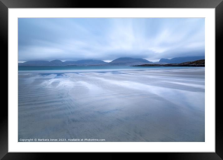 Luskentyre Beach Blues Isle of Harris Scotland. Framed Mounted Print by Barbara Jones