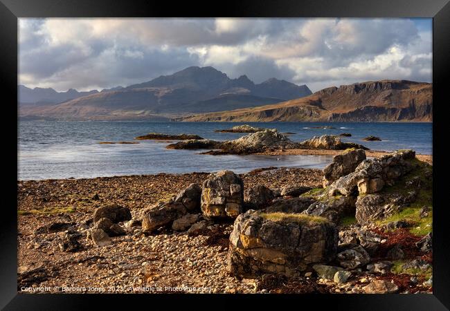 Ord Beach Cuillin View Isle of Skye Scotland. Framed Print by Barbara Jones