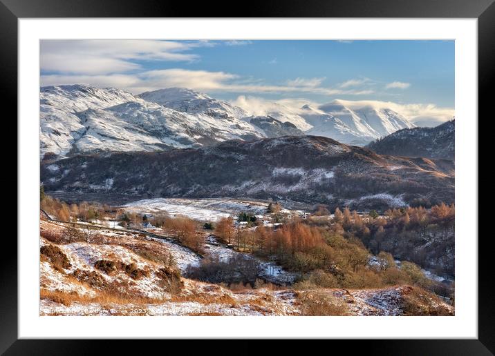 Five Sisters of Kintail in Winter, Scotland. Framed Mounted Print by Barbara Jones