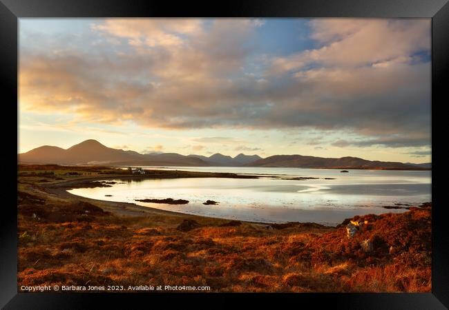 Cuillin Sunset Lusa Bay Isle of Skye Scotland. Framed Print by Barbara Jones