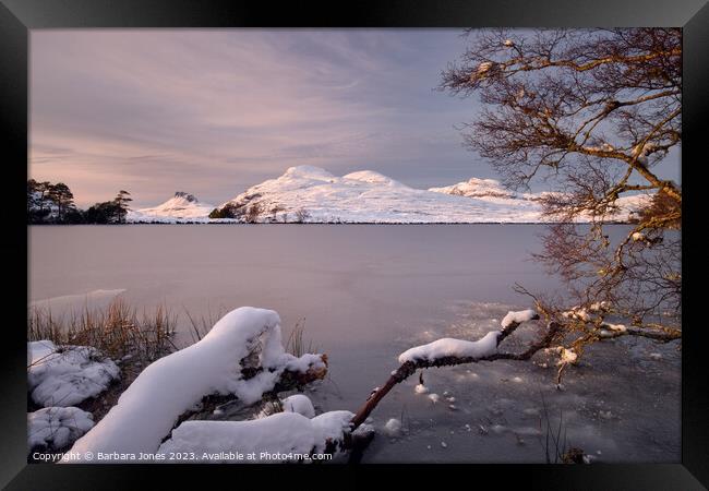 Inverpolly Hills in Winter NC500 Assynt Framed Print by Barbara Jones