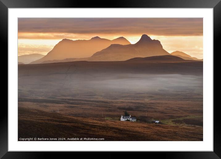 Stac Pollaidh Sunrise North West Geopark Scotland. Framed Mounted Print by Barbara Jones