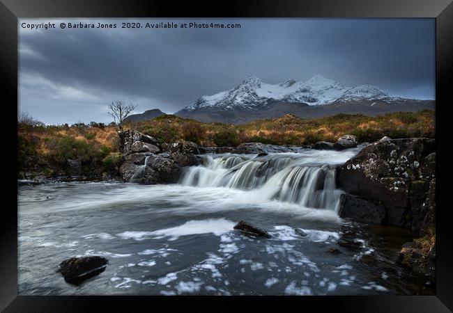 Sligachan Waterfalls Isle of Skye. Framed Print by Barbara Jones