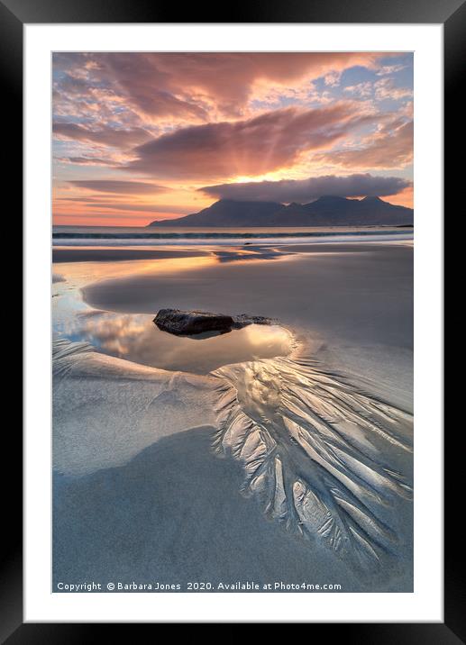 Isle of Eigg Singing Sands Sunset    Framed Mounted Print by Barbara Jones