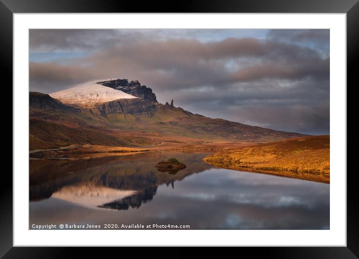 Old Man of Storr Reflection Isle of Skye Scotland Framed Mounted Print by Barbara Jones