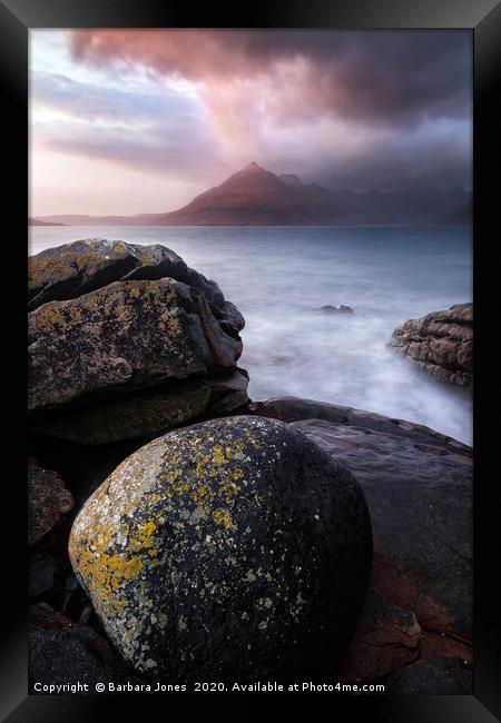 Skye Cuillin Sunset Elgol Skye Scotland Framed Print by Barbara Jones