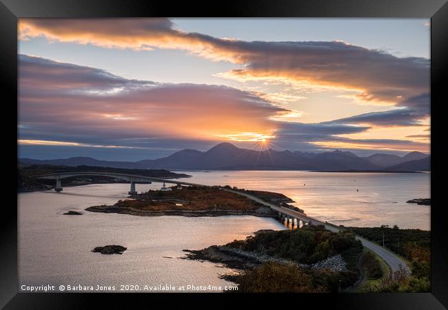 Skye Bridge Sunset Cuillins Scotland Framed Print by Barbara Jones
