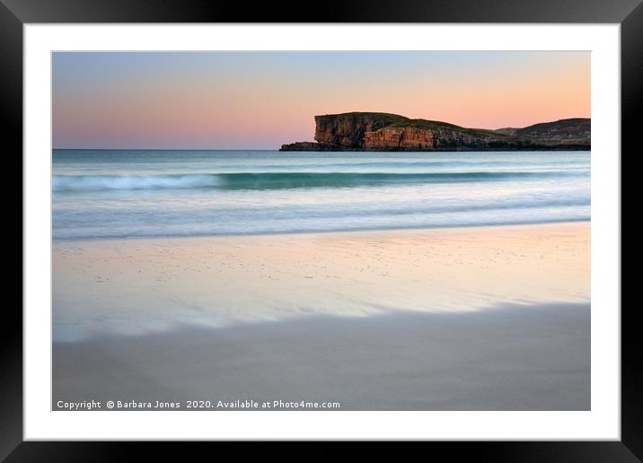 Sunrise Oldshoremore Beach Sutherland Scotland Framed Mounted Print by Barbara Jones