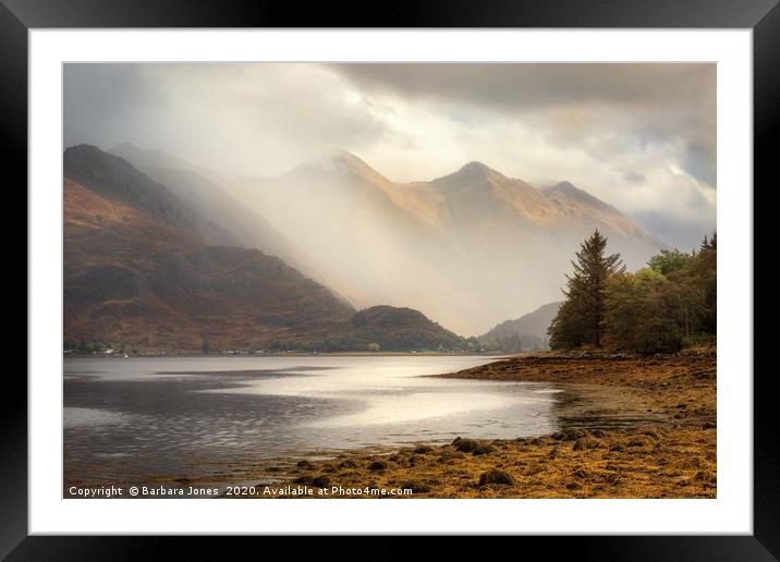   Five Sisters of Kintail Loch Duich Framed Mounted Print by Barbara Jones