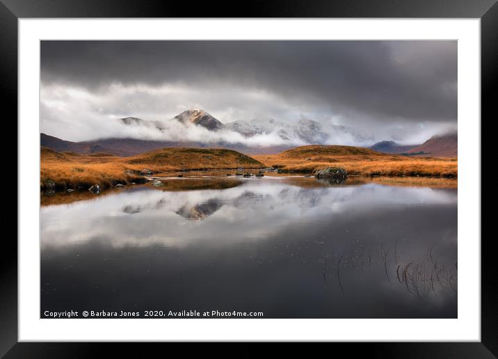 Moody Reflection of Blackmount Rannoch Framed Mounted Print by Barbara Jones