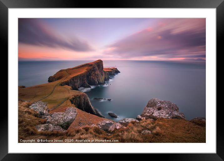 Neist Point Sunset Isle of Skye Scotland Framed Mounted Print by Barbara Jones