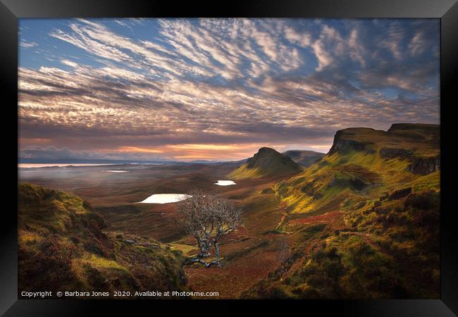 Quiraing at Sunrise Trotternish Skye Scotland Framed Print by Barbara Jones