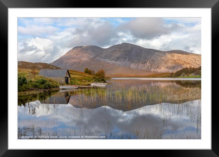 Loch Stack and Arkle reflection in Autumn  Framed Mounted Print by Barbara Jones