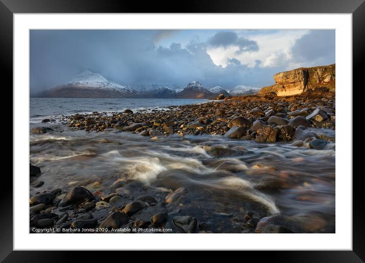 Elgol Brief Sunlight Isle of Skye Scotland Framed Mounted Print by Barbara Jones