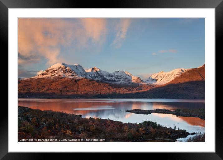 Beinn Alligin Winter Sunset Torridon Scotland Framed Mounted Print by Barbara Jones