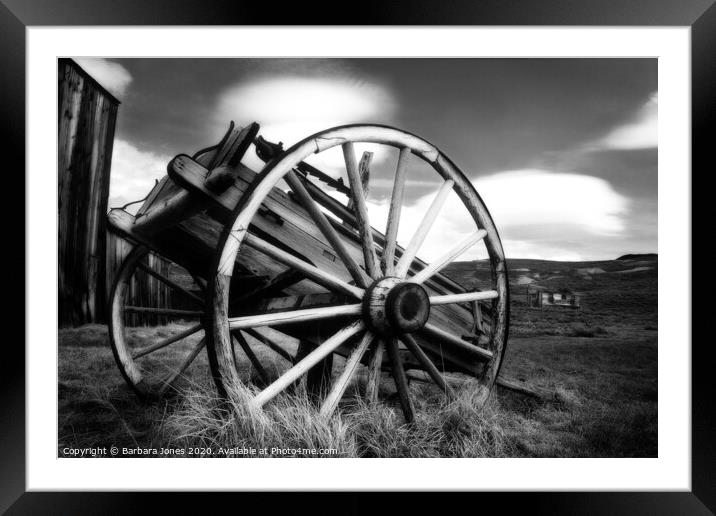 Bodie Ghost Town Cart Wheel  USA Framed Mounted Print by Barbara Jones