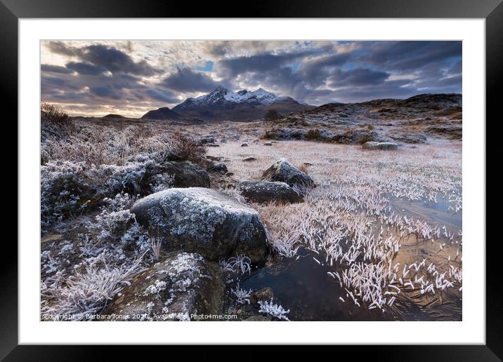 Sgurr nan Gillean in Winter Isle of Skye Scotland Framed Mounted Print by Barbara Jones
