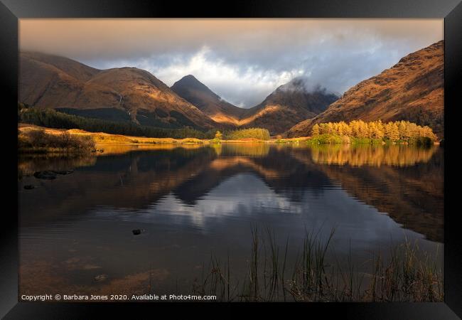 Glen Etive Loch Nam Urr in Autumn Scotland Framed Print by Barbara Jones