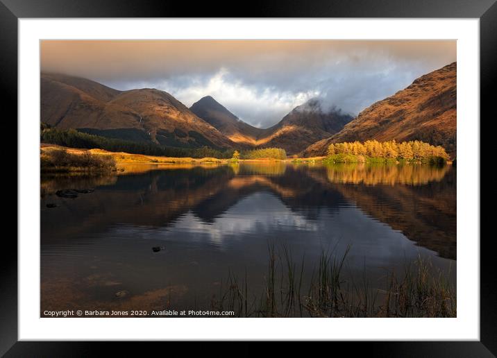 Glen Etive Loch Nam Urr in Autumn Scotland Framed Mounted Print by Barbara Jones