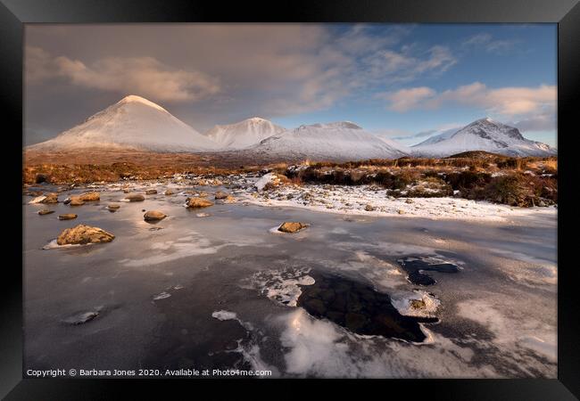 Isle of Skye Red Cuillin in Winter Scotland Framed Print by Barbara Jones