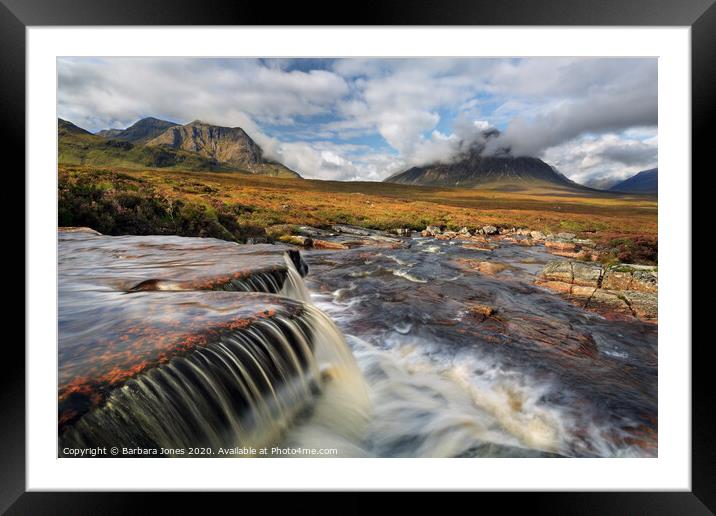 Glen Coe The Cauldron Waterfall Scotland Framed Mounted Print by Barbara Jones