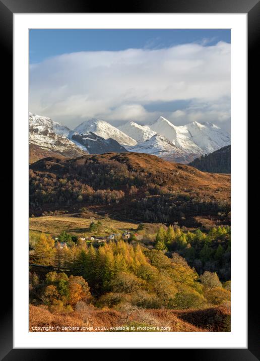 Five Sisters of Kintail in Autumn Scotland Framed Mounted Print by Barbara Jones