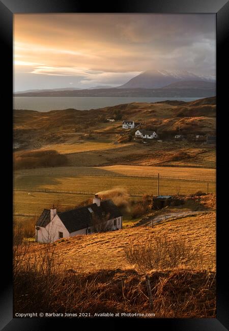 Cuillin Sunset Tarskavaig Skye Scotland. Framed Print by Barbara Jones