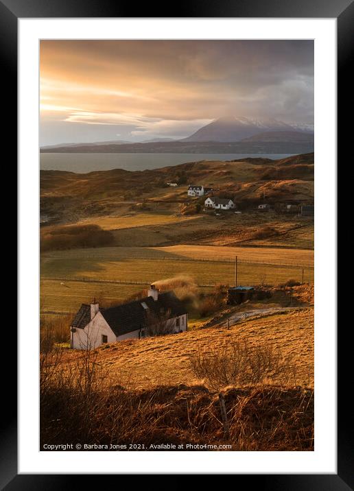 Cuillin Sunset Tarskavaig Skye Scotland. Framed Mounted Print by Barbara Jones