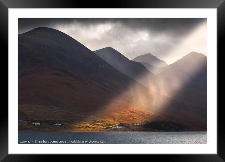 Isle of Skye   Red Cuillin Sunbeam  Framed Mounted Print by Barbara Jones