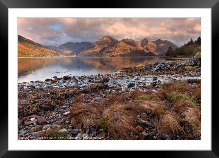Five Sisters of Kintail Loch Duich Scotland Framed Mounted Print by Barbara Jones