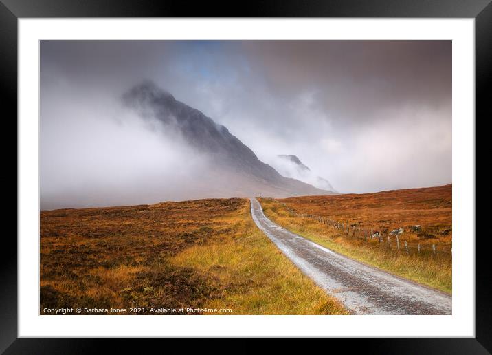 Road to the Mountains Glen Coe Scotland Framed Mounted Print by Barbara Jones