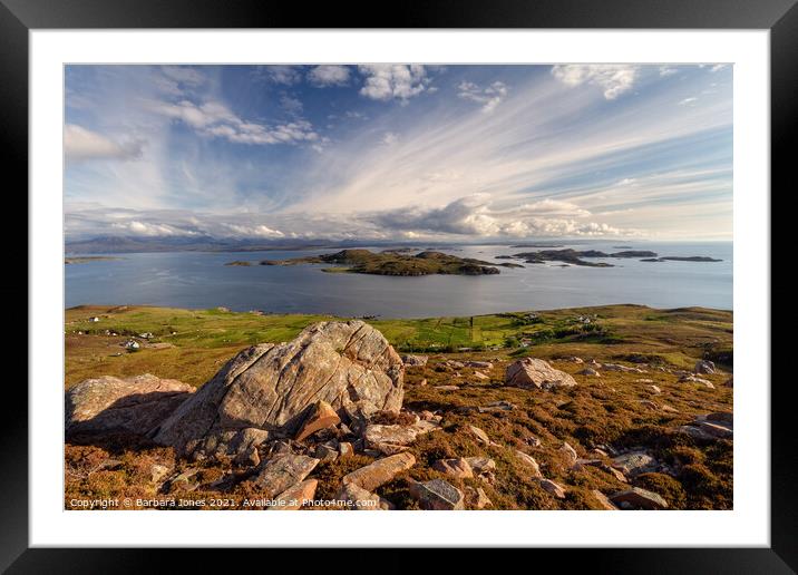 Summer Isles from Hill of the Fairies Coigach   Framed Mounted Print by Barbara Jones