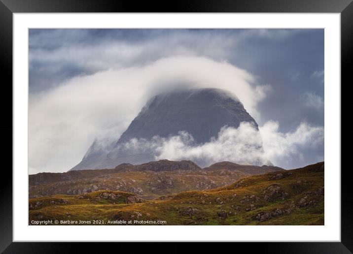  Suilven Shrouded in Mystical Mist Framed Mounted Print by Barbara Jones