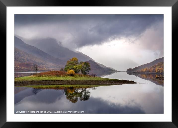 Tranquil Reflections of Loch Leven Framed Mounted Print by Barbara Jones