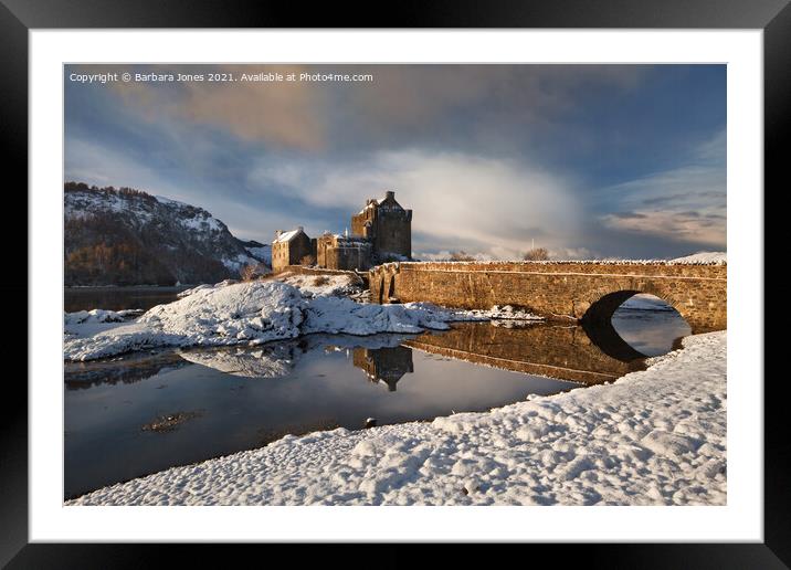 Eilean Donan Castle in Winter Loch Duich Scotland Framed Mounted Print by Barbara Jones
