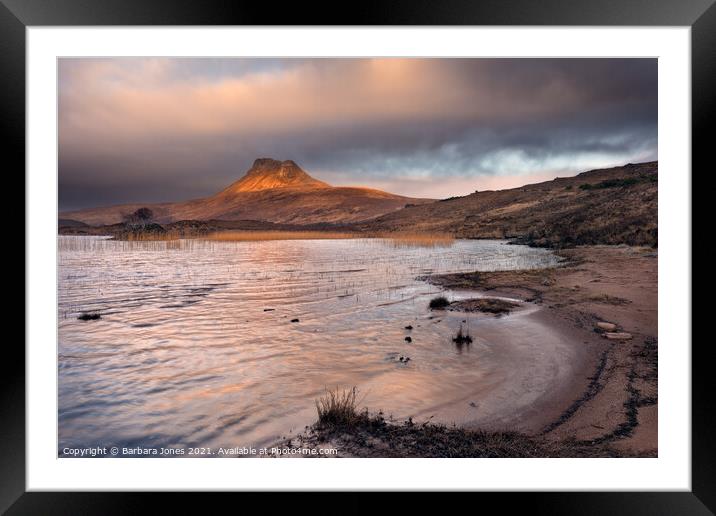 Moody Sunrise over Stac Pollaidh, Loch Lurgainn Framed Mounted Print by Barbara Jones