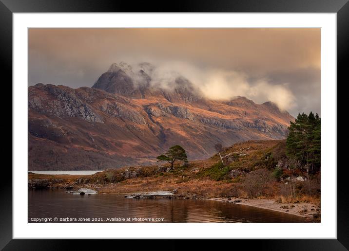 Slioch and Loch Maree Wester Ross Scotland Framed Mounted Print by Barbara Jones