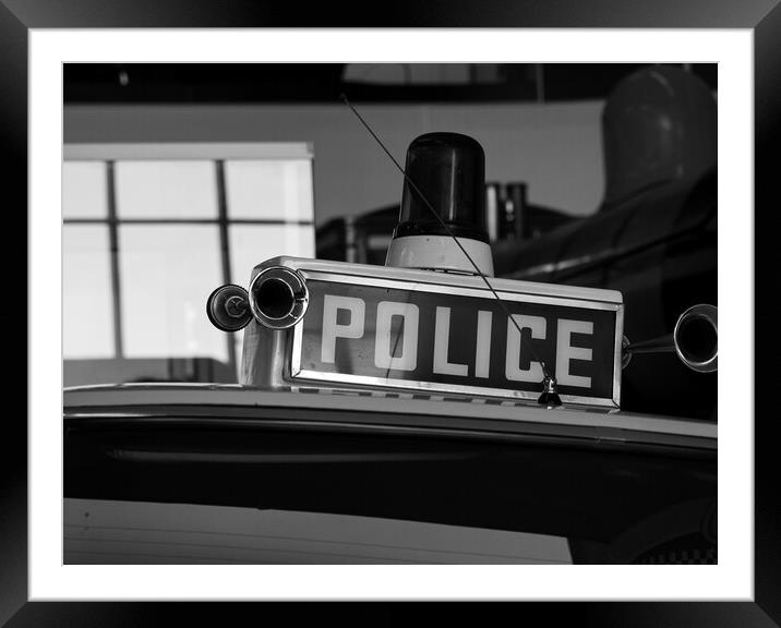 Retro Police Car Framed Mounted Print by Emma Dickson